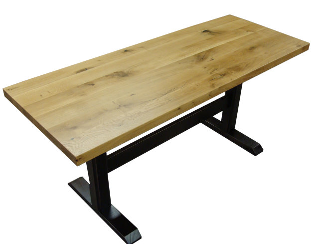 Character Oak table top on black stained frame