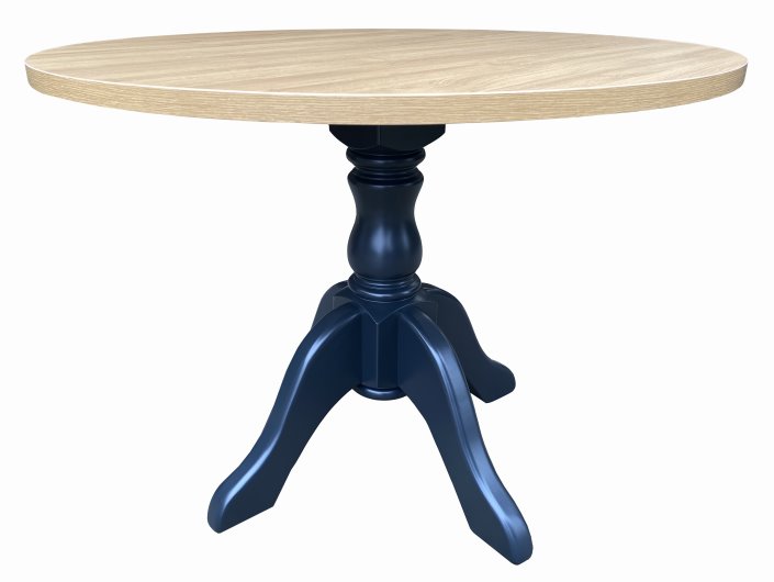 Laminate table top with painted pedestal base