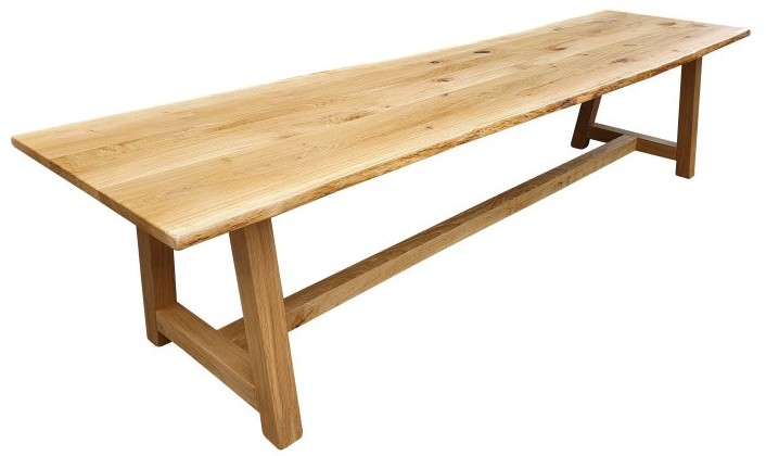 Waney edge oak table top oak frame