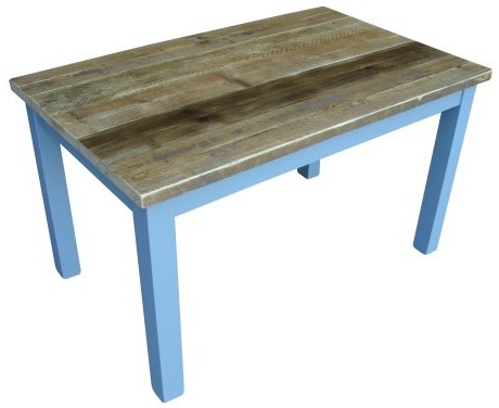 Reclaimed scaffold table top on painted frame